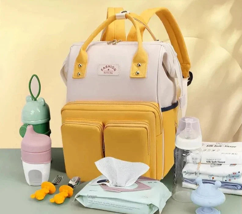 Sac à dos bébé beige et jaune